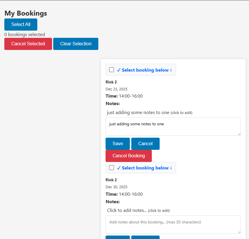 Cancel Booking Screenshot